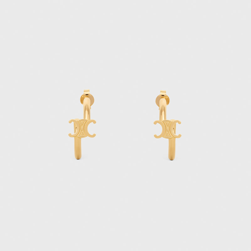 CELINE Triomphe TRIOMPHE ASYMMETRIC HOOPS IN BRASS WITH GOLD FINISH