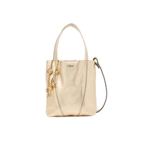 Small Chloé Spin Tote Bag in Metallized Leather with Horse Charms
