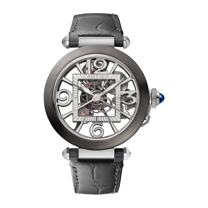 Pasha de Cartier Watch, 41mm, Automatic Mechanical Movement, Stainless Steel, Leather Strap