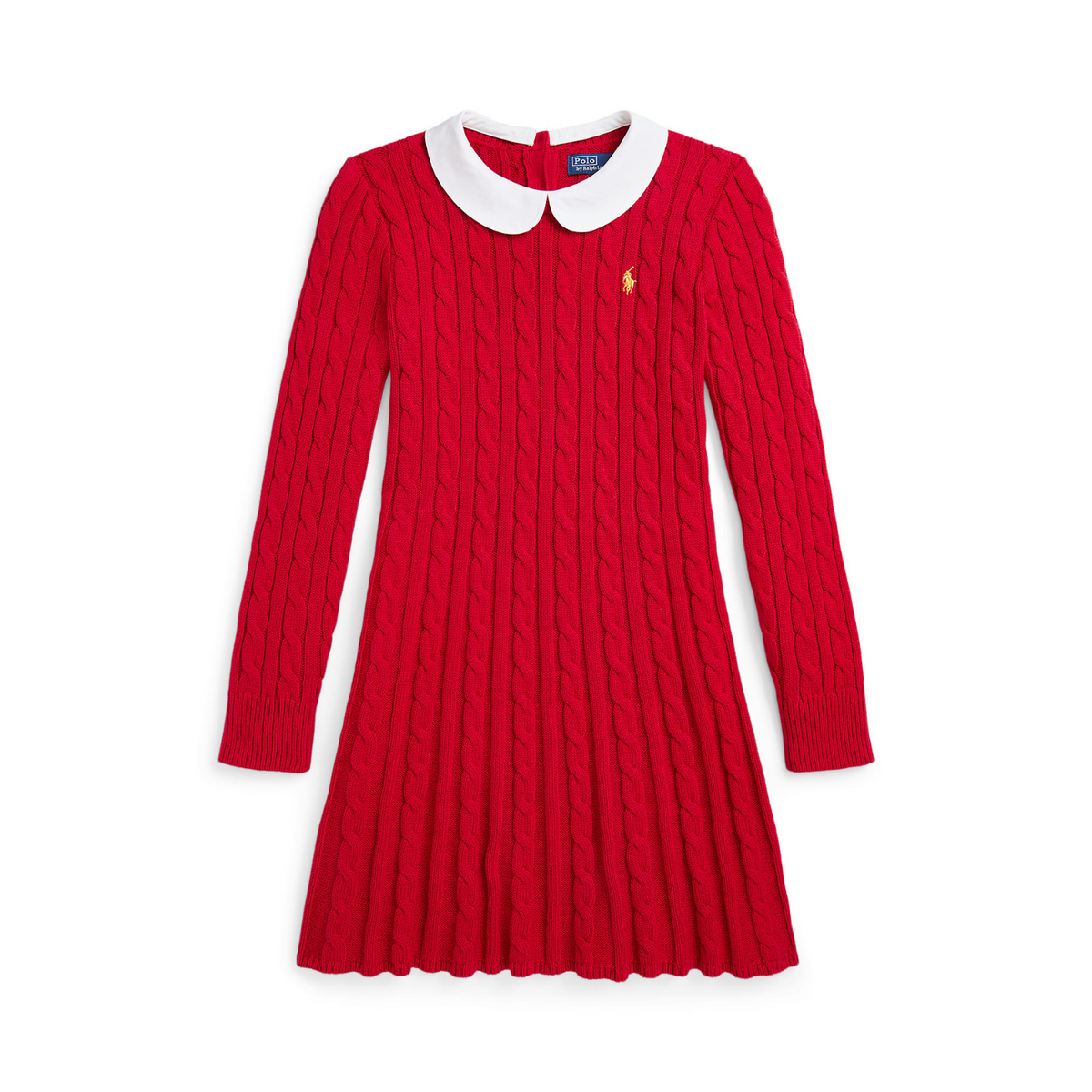 Cable knit cotton sweater dress