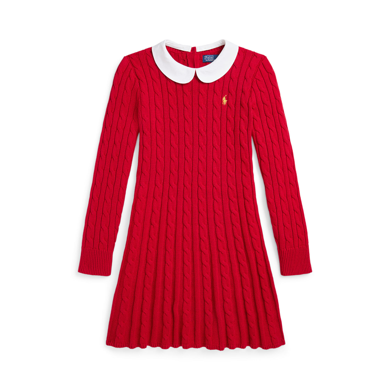 Cable knit cotton sweater dress