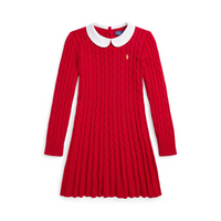 Cable knit cotton sweater dress