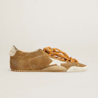 Women/Man's True-Star In Tobacco-colored Suede With White Star And Platinum Heel Tab