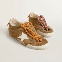 Women/Man's True-Star In Tobacco-colored Suede With White Star And Platinum Heel Tab