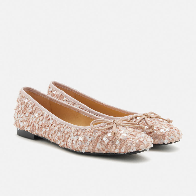 Gianna Sequinned Bow Flats