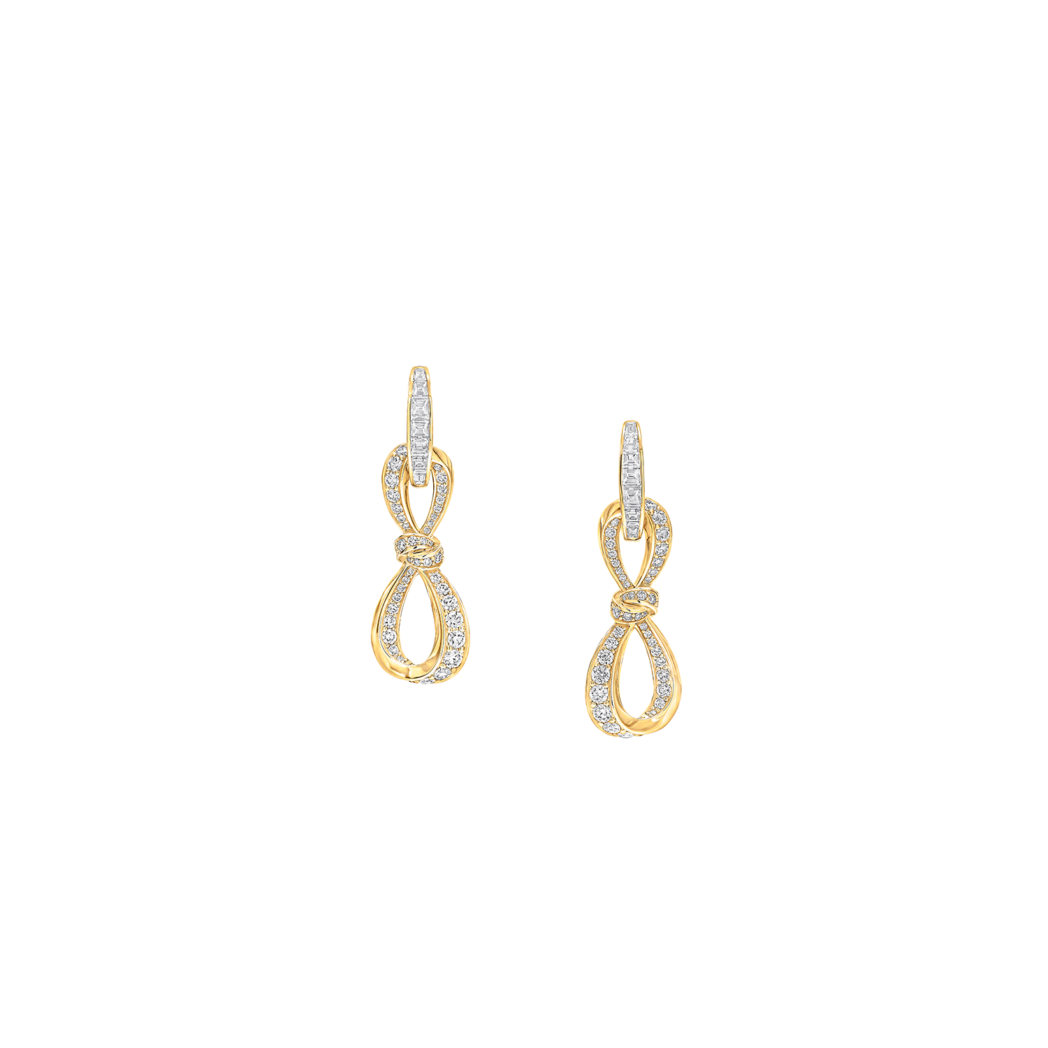 Tilda's Bow Collection Round and Baguette Diamond Earrings