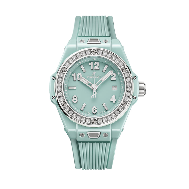 Big Bang One Click Mint Green Ceramic Diamonds 33mm