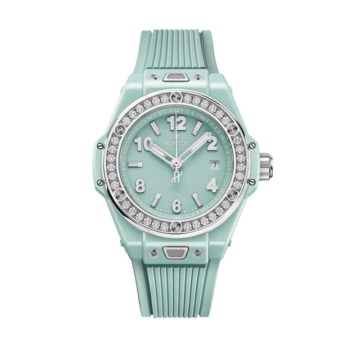 Big Bang One Click Mint Green Ceramic Diamonds 33mm