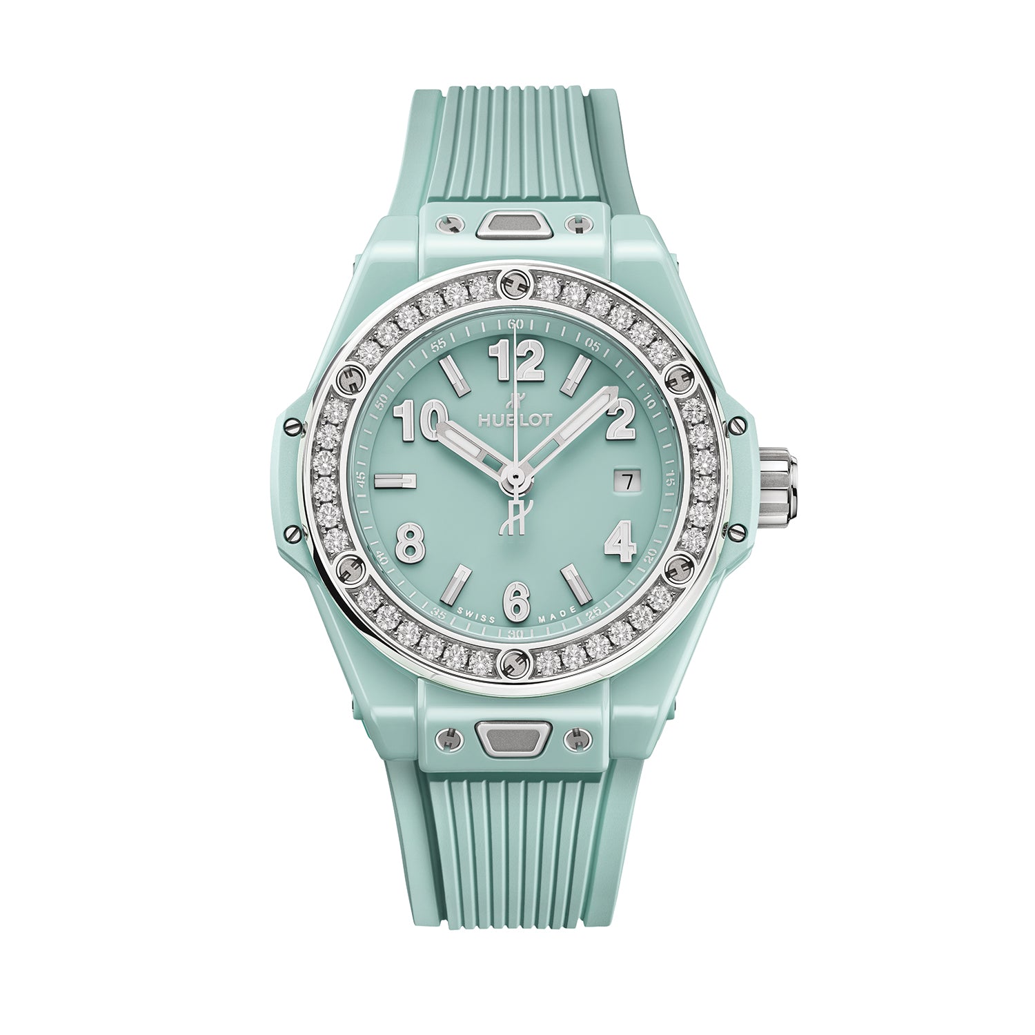 Big Bang One Click Mint Green Ceramic Diamonds 33mm