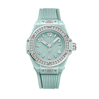 Big Bang One Click Mint Green Ceramic Diamonds 33mm