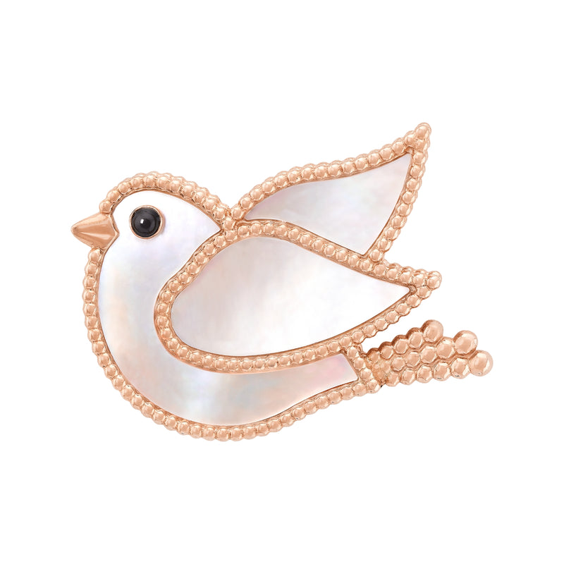 Lucky Animals Dove Clip, Pink Gold, White mother of Pearl
