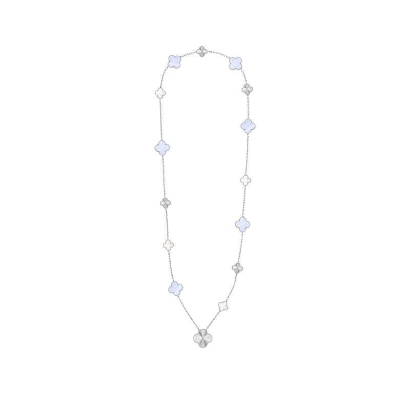 Magic Alhambra Transformable Long Necklace White Gold