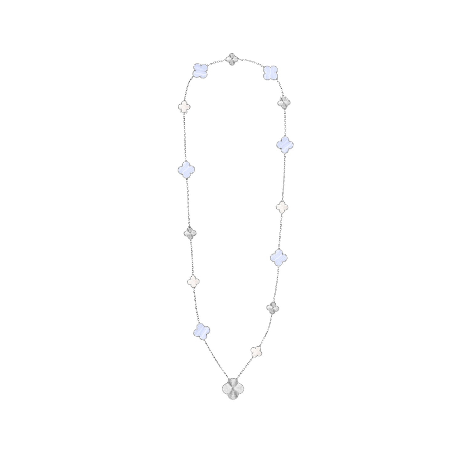 Magic Alhambra Transformable Long Necklace White Gold