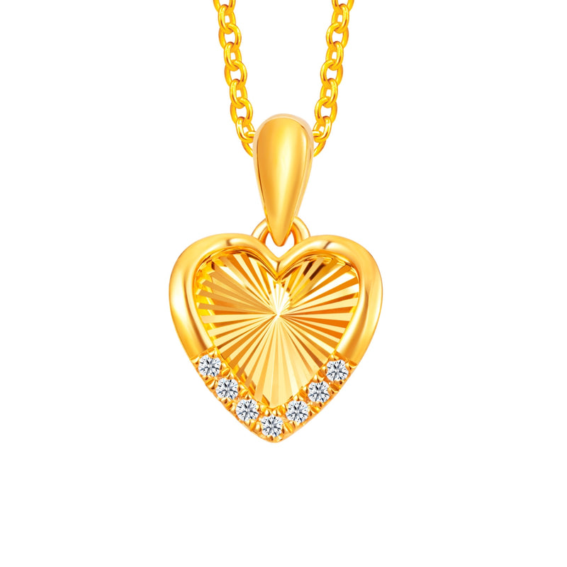 Radiant Frilled Heart Diamond 916 Gold Pendant