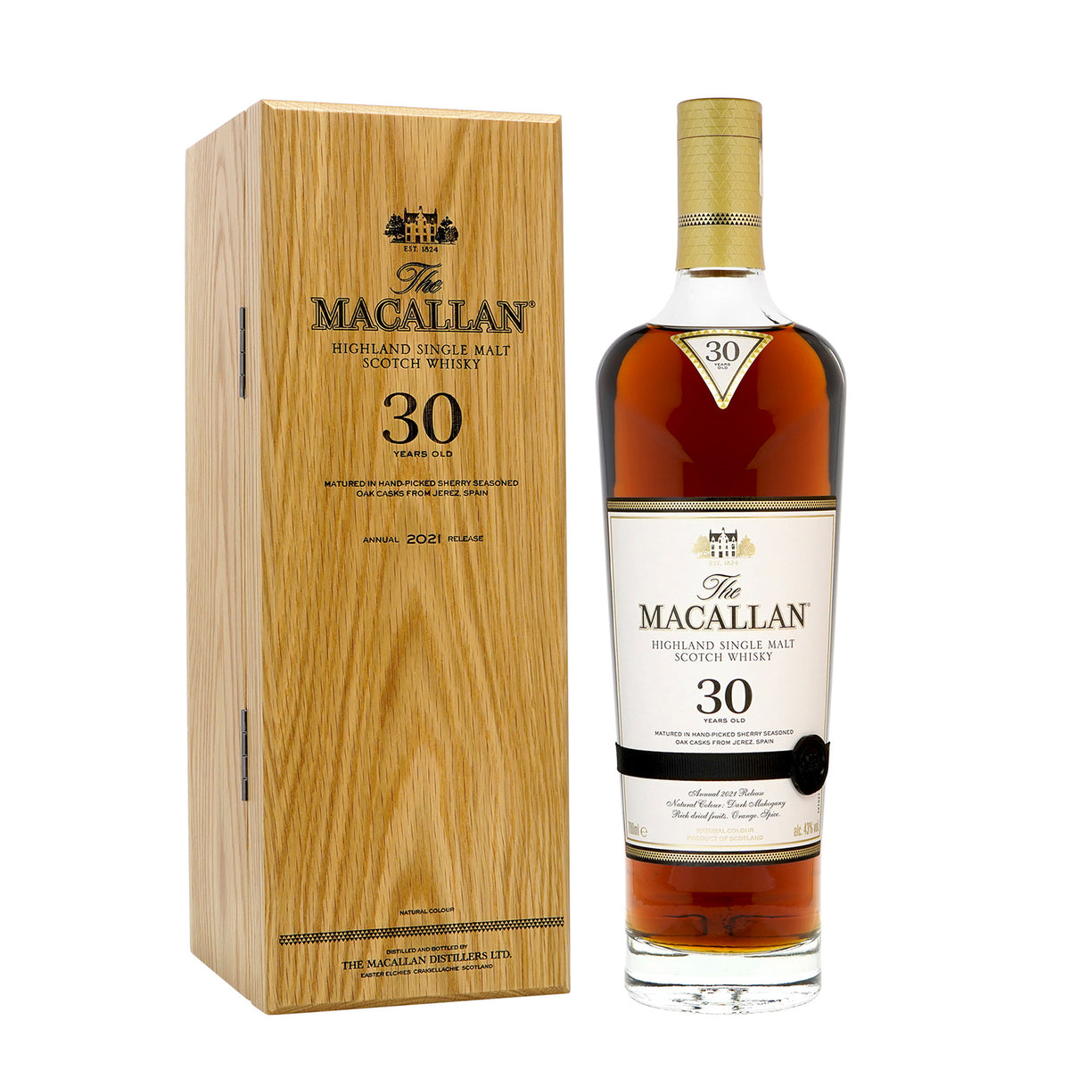 Macallan 30 Year Old Sherry Oak Annual Release 2021 Single Malt w/Wooden Box