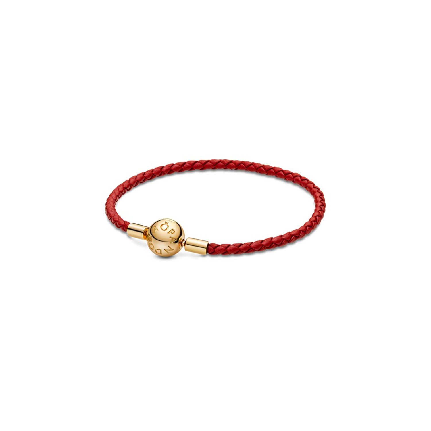 Pandora Moments Red Woven Leather Bracelet