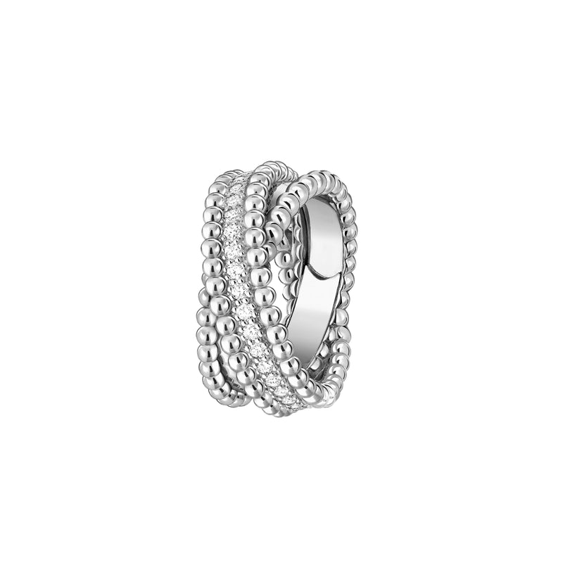 Perlée Diamonds Duo Ring, White Gold