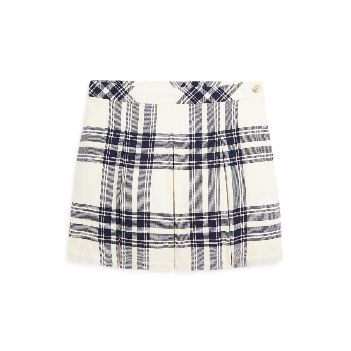 Plaid Pleated Cotton Twill Culotte Short