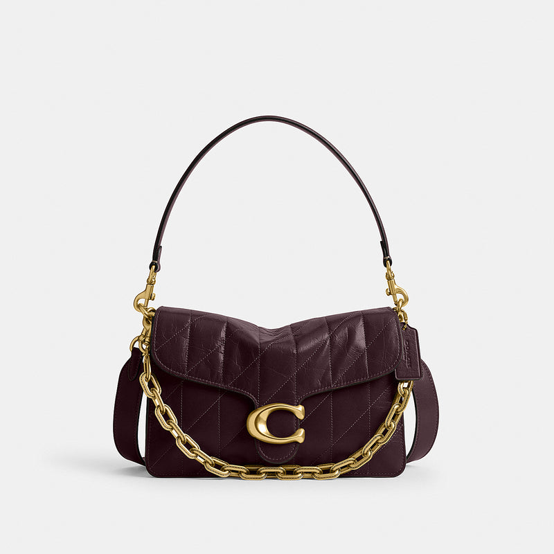 Quilted Glazed Leather Tabby Shoulder Bag with Chain