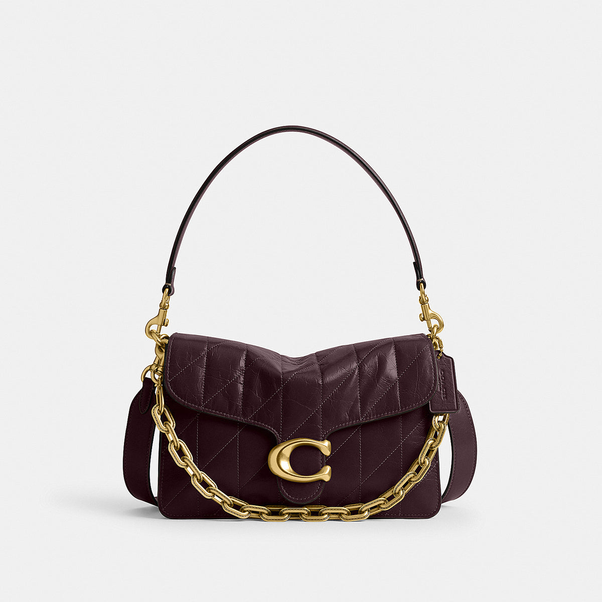 Quilted Glazed Leather Tabby Shoulder Bag with Chain