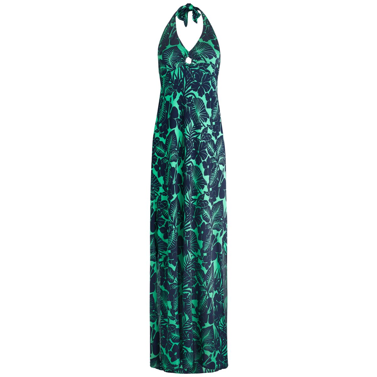 Women Halter Maxi Dress Flowers Paradis