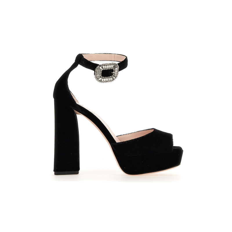 Pilgrim Buckle Platform Sandals in Velvet