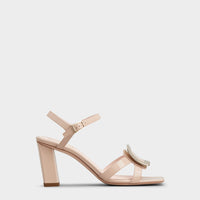 Belle Vivier Metal Buckle Sandals in Patent Leather