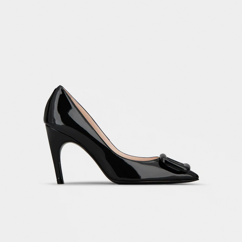 Viv' Choc Lacquered Buckle Pumps in Patent Leather