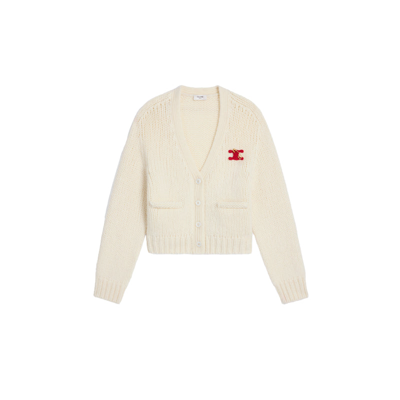 Cardigan in Off White Cashmere and Silk