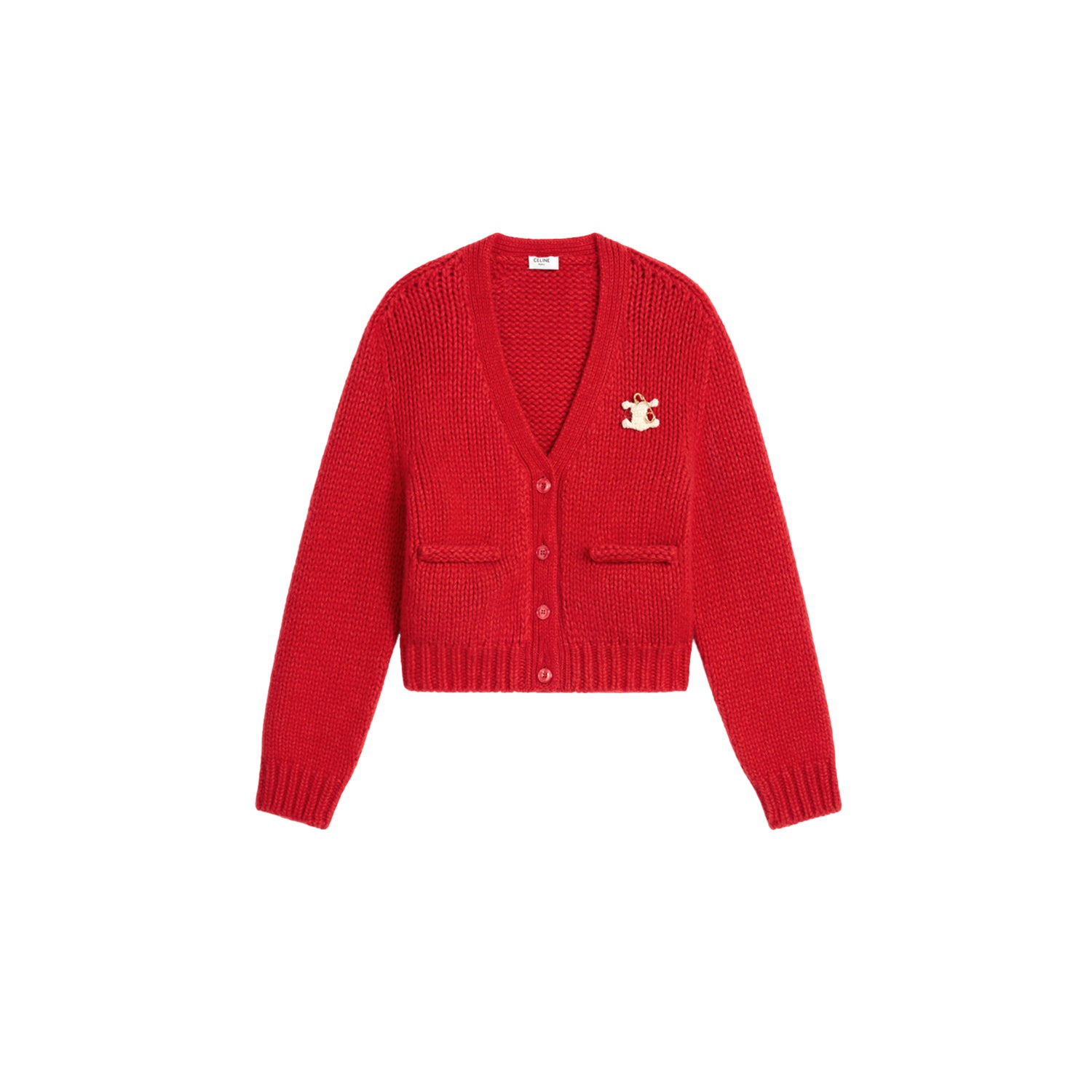 Cardigan in Bright Red Cashmere and Silk