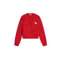 Cardigan in Bright Red Cashmere and Silk