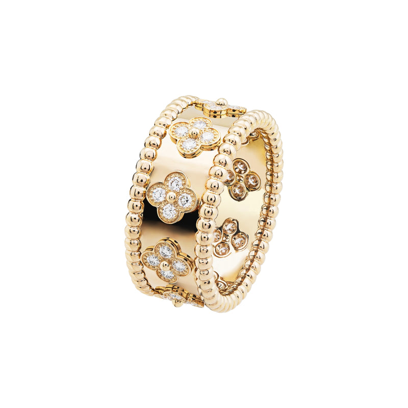 Ring, Perlée Clover, Yellow Gold, Diamonds