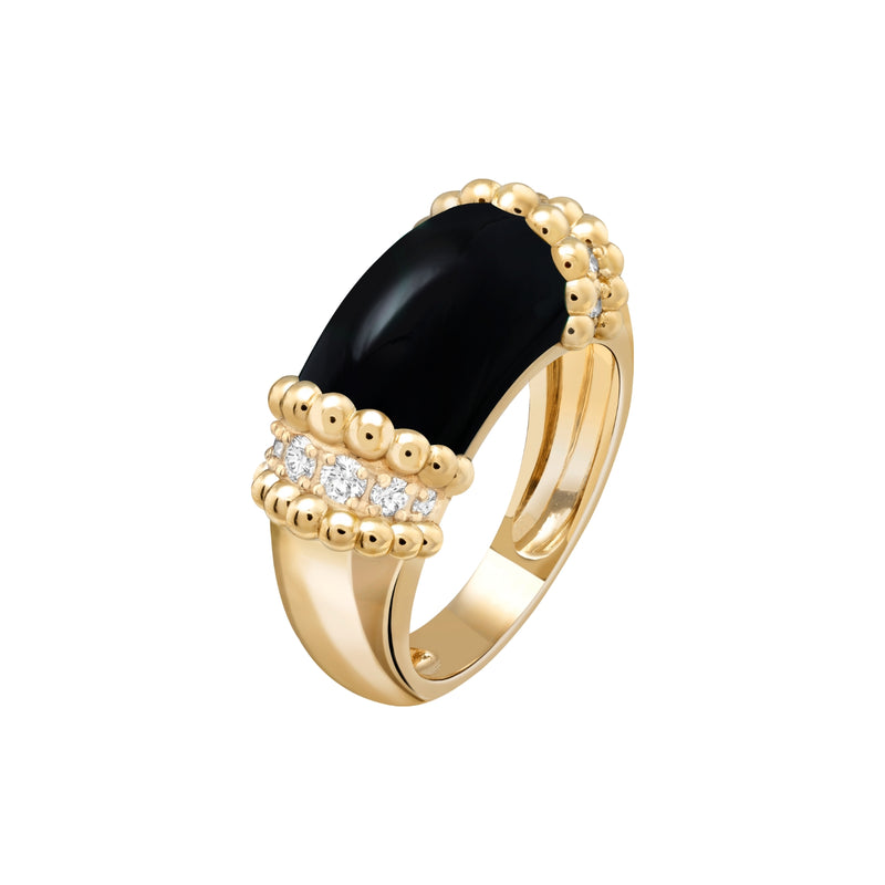 Ring, Perlée Couleurs, Yellow Gold, Onyx, Diamonds