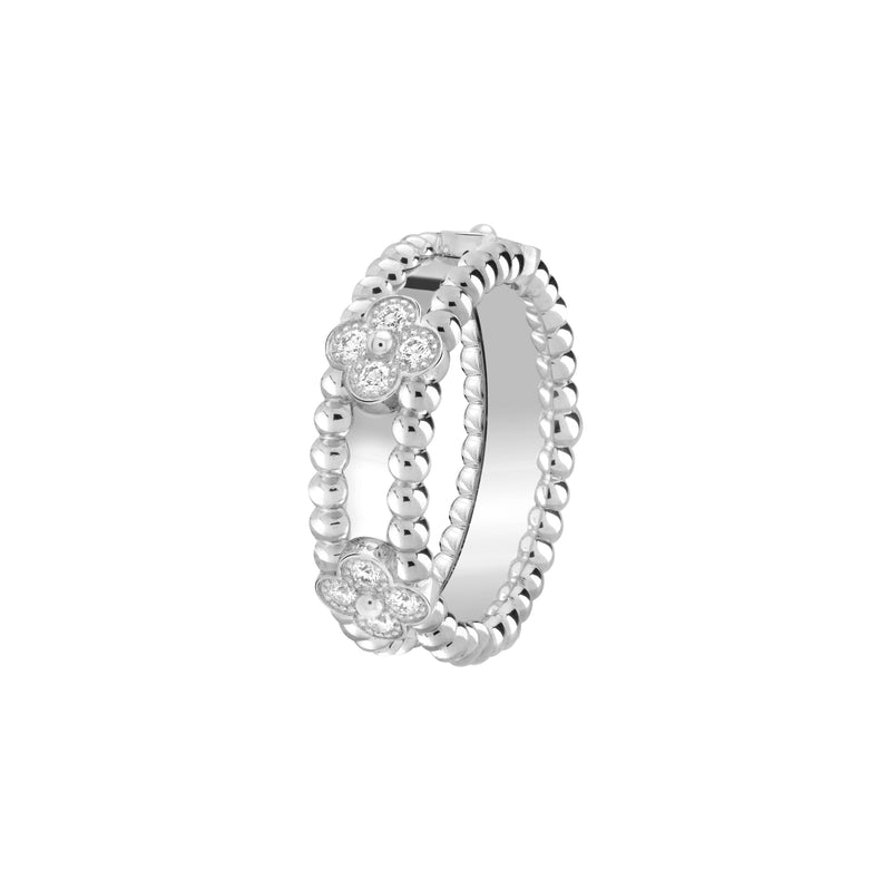 Ring, Perlée Sweet Clover, White Gold, Diamonds