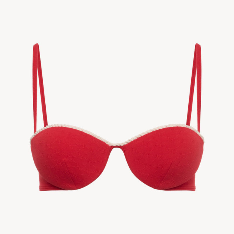 Luxury Silk Push-Up Bra in Red with Frastaglio