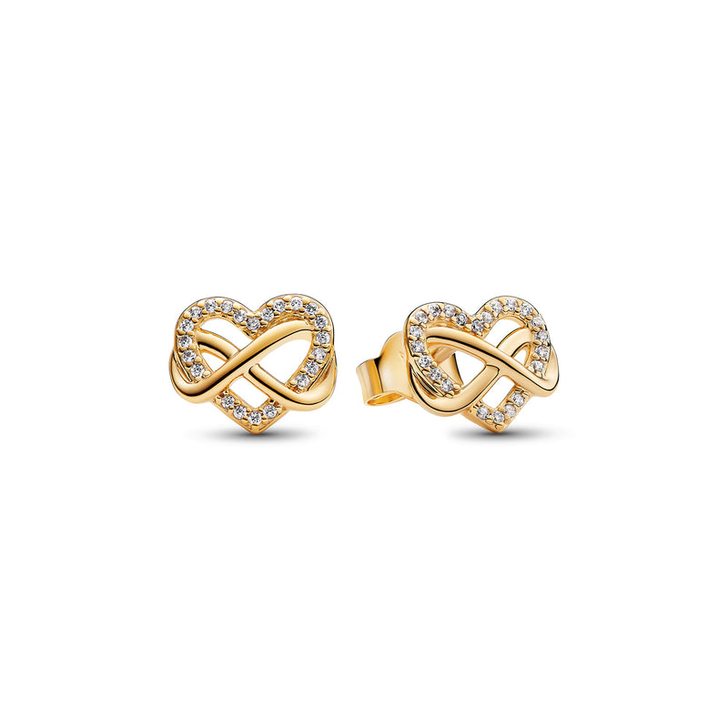 Sparkling Infinity Heart Stud Earrings