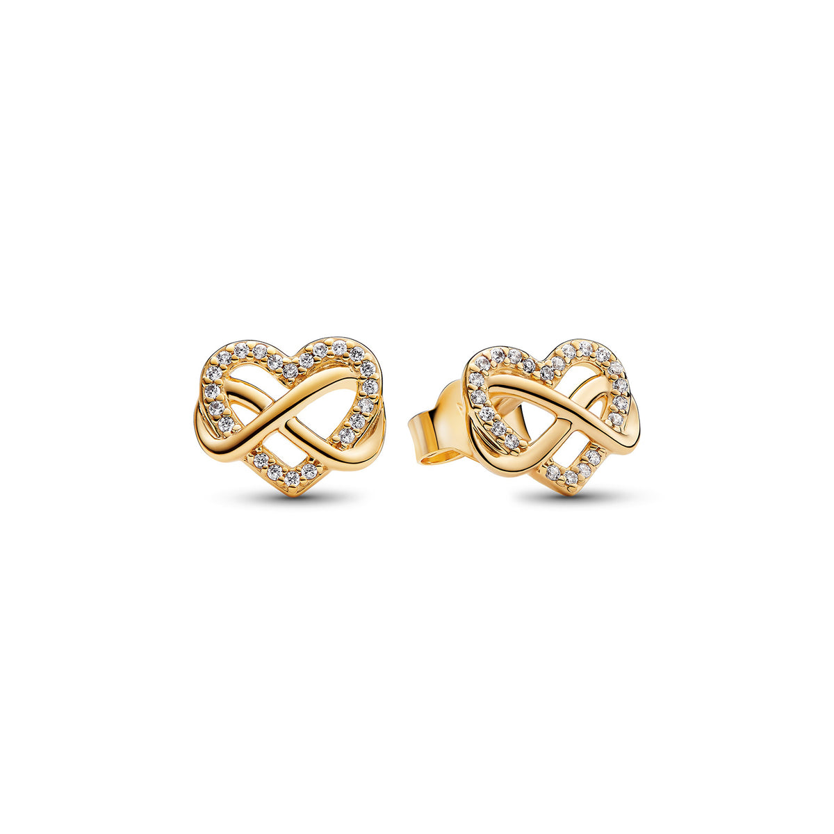 Sparkling Infinity Heart Stud Earrings