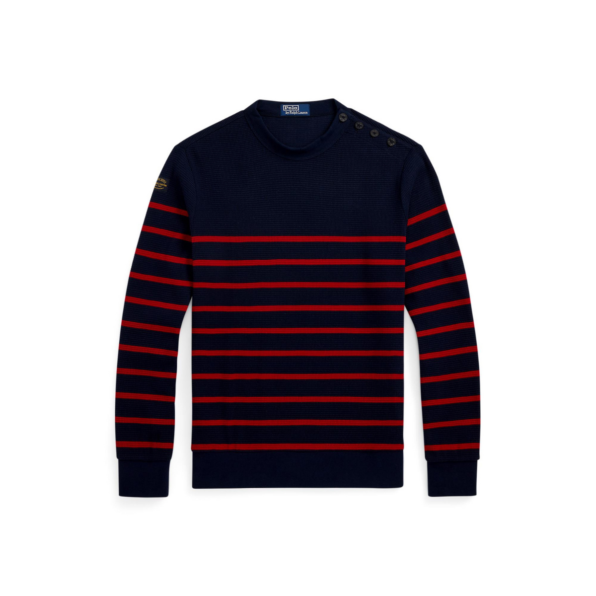 Striped Waffle-Knit Crewneck