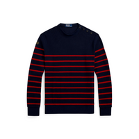 Striped Waffle-Knit Crewneck