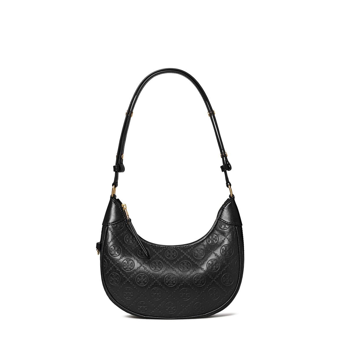 T Monogram Leather Crescent Bag