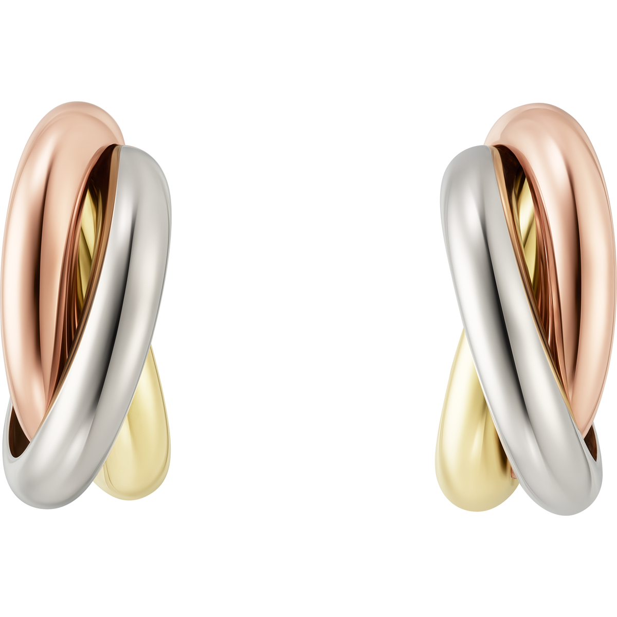 Trinity Earrings, Classic Model, White Gold, Rose Gold, Yellow Gold