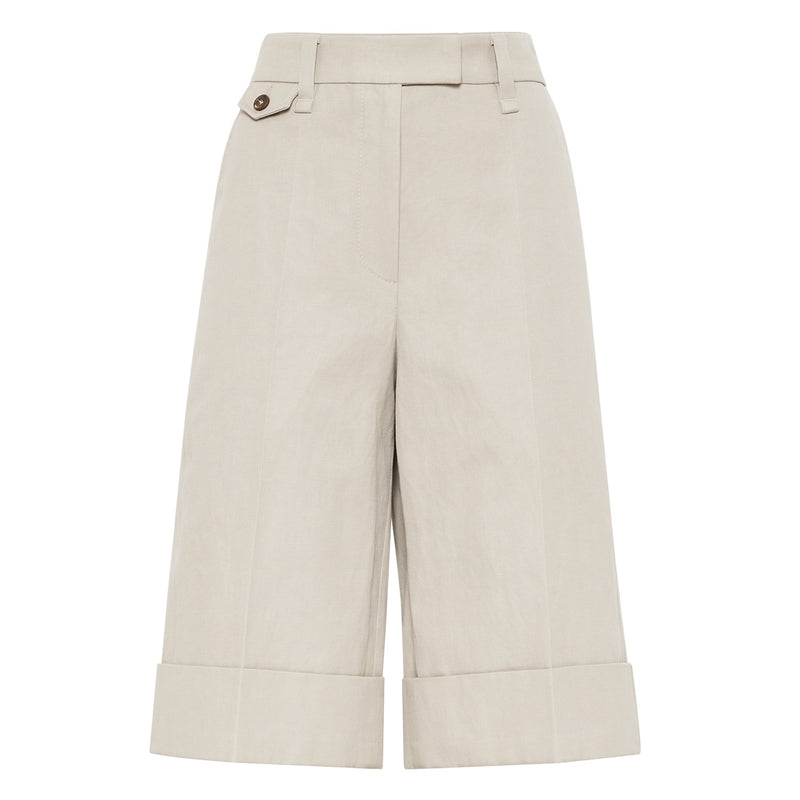 Cotton and Linen Sartorial Bermudas with Monili Detail