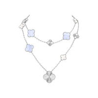 Magic Alhambra Transformable Long Necklace White Gold