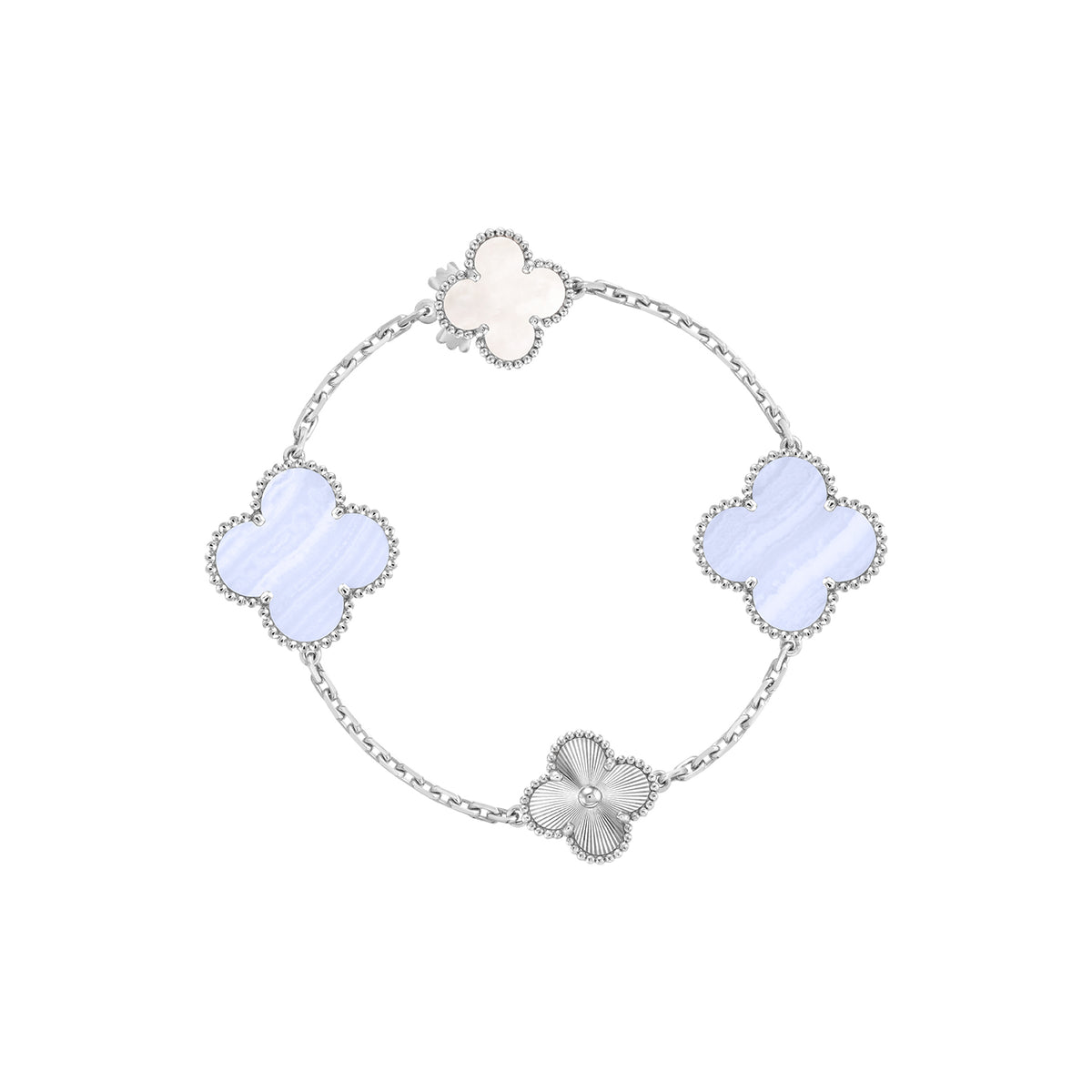 Magic Alhambra Transformable Long Necklace White Gold