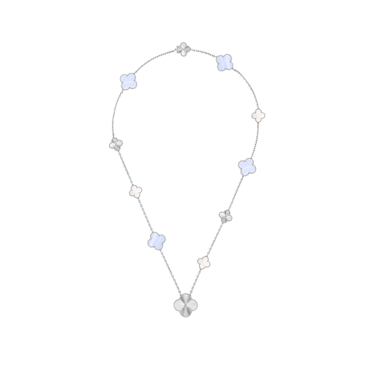 Magic Alhambra Transformable Long Necklace White Gold