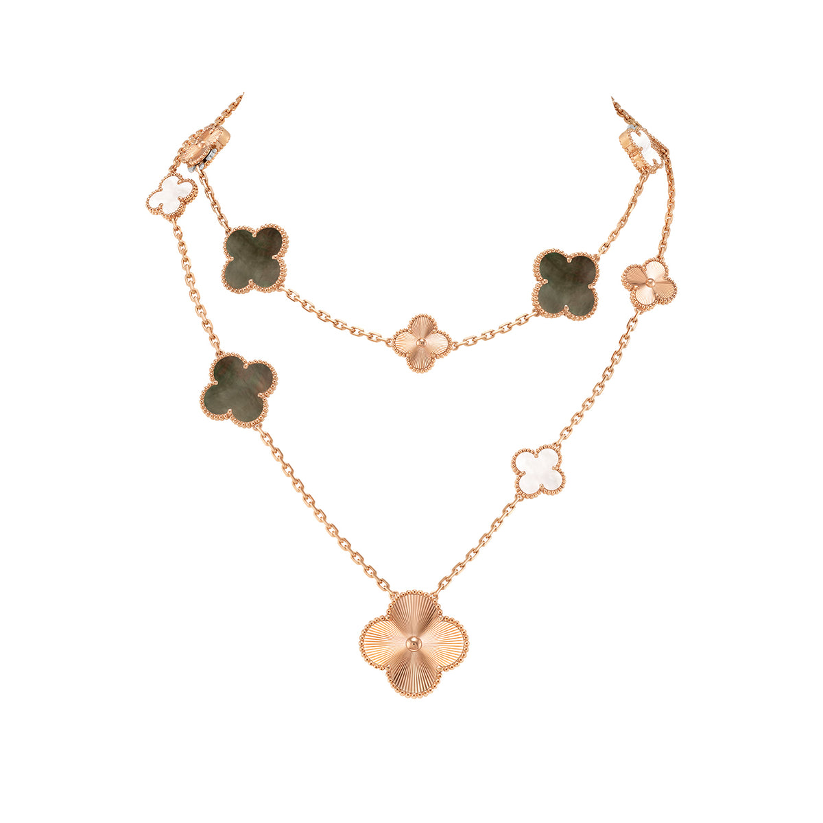 Magic Alhambra Transformable Long Necklace Rose Gold