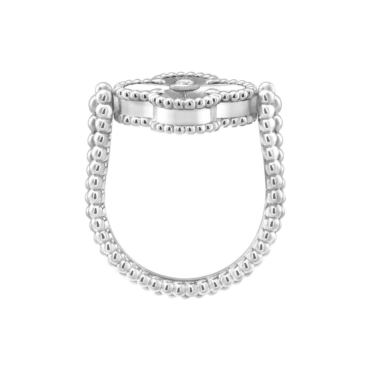 Vintage Alhambra Reversible Ring White Gold