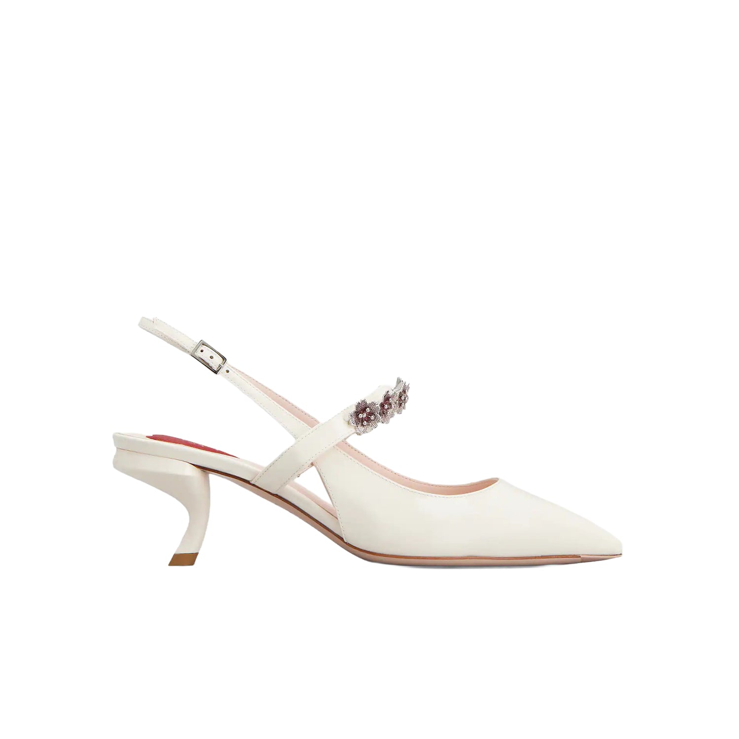 Virgule Flower Slingback Pumps in Patent Leather