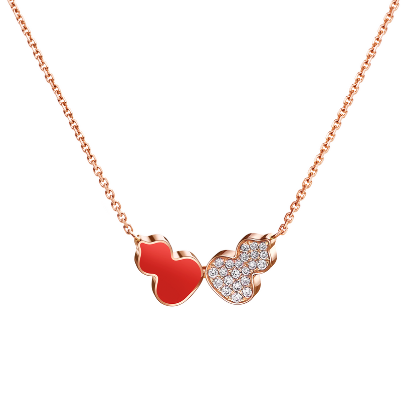 Wulu necklace in 18K rose gold with diamonds and HyCeram®