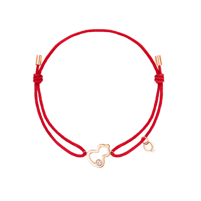 Wulu bracelet in 18K rose gold with diamond on red cord